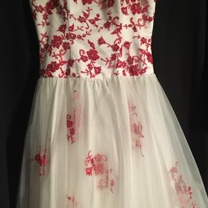 Boutique formal dress in red and white